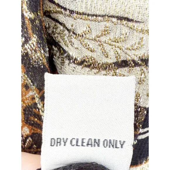 Ranna Gill Anthropologie Ruched Black Gold Brocade Midi Dress M - Picture 10 of 11